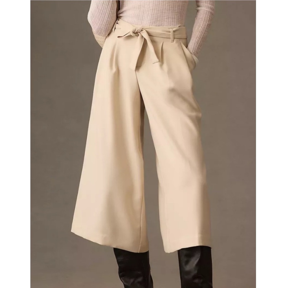 Maeve Anthropologie Tie Waist Wide Leg Culotte Pants Size 0 minimalist layered